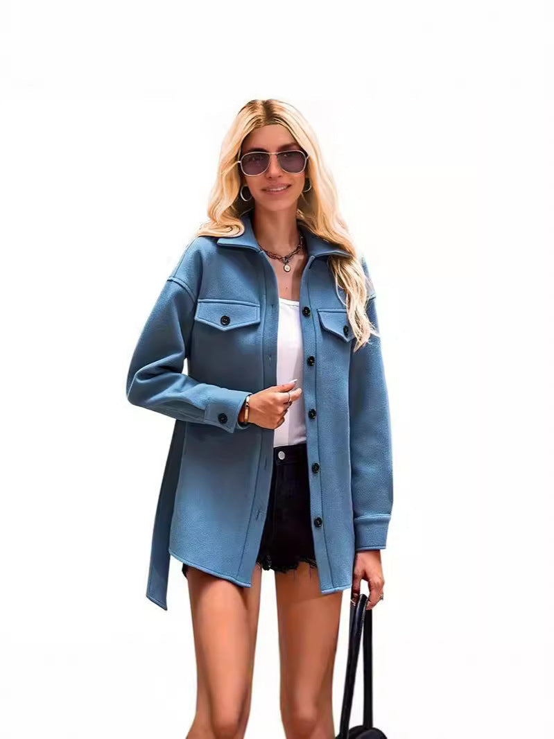 Women's Oversized Wool Coat with Button Front