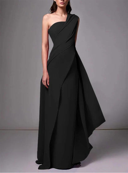 Long Sleeve Formal Gown One Shoulder Slim Fit Dress