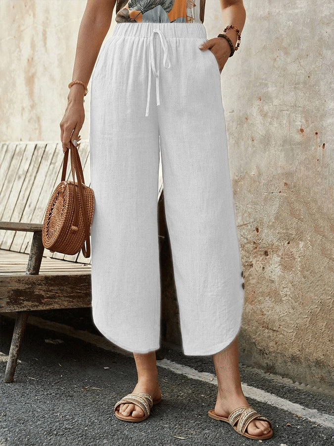 Comfortable High Waist Wide Leg Crop Pants