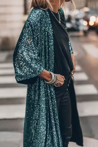 Casual Sparkly Open Front Cardigan