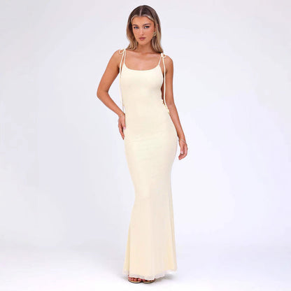 Women's Slim Fit Maxi Dress with Adjustable Straps