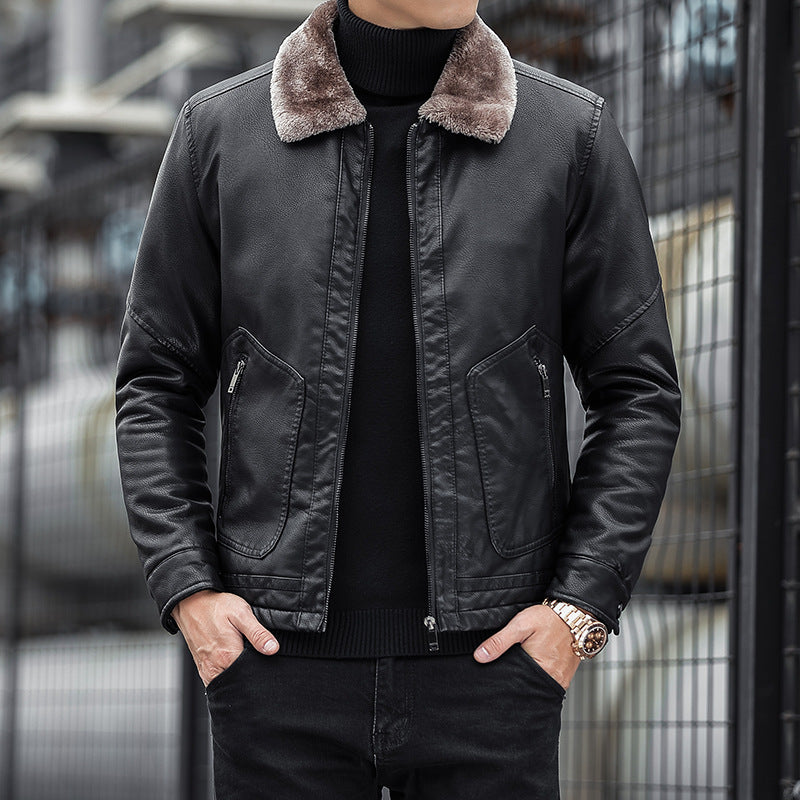 Classic Fit Men's Leather Zip Jacket - Nocini