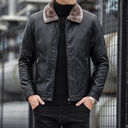 Classic Fit Men's Leather Zip Jacket - Nocini