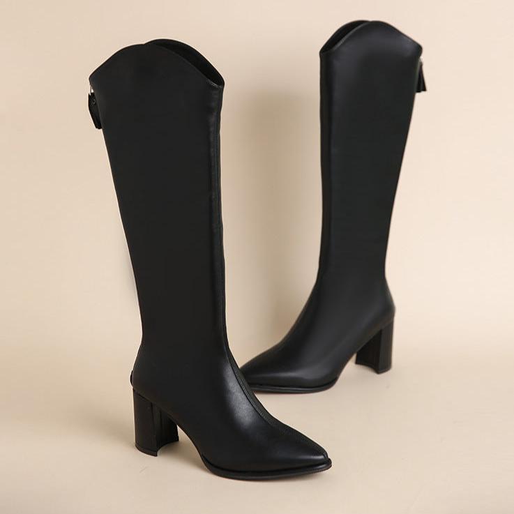 Tall Brown Leather Knee Boot