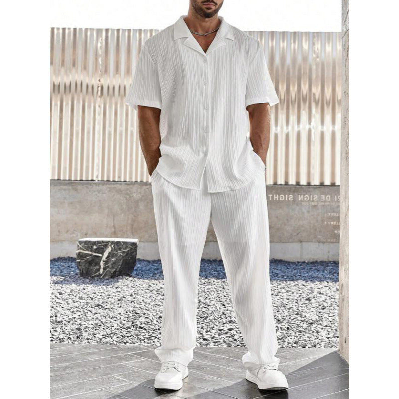 Casual Fit Men's Short Sleeve Shirt and Straight Pants Set - Nocini