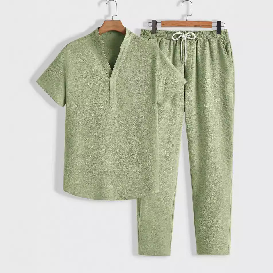 Men's Gym Set - Moisture Wicking Top - Elastic Pants
