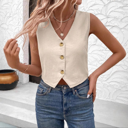 Slim Fit V Neck Women's Cropped Vest Top