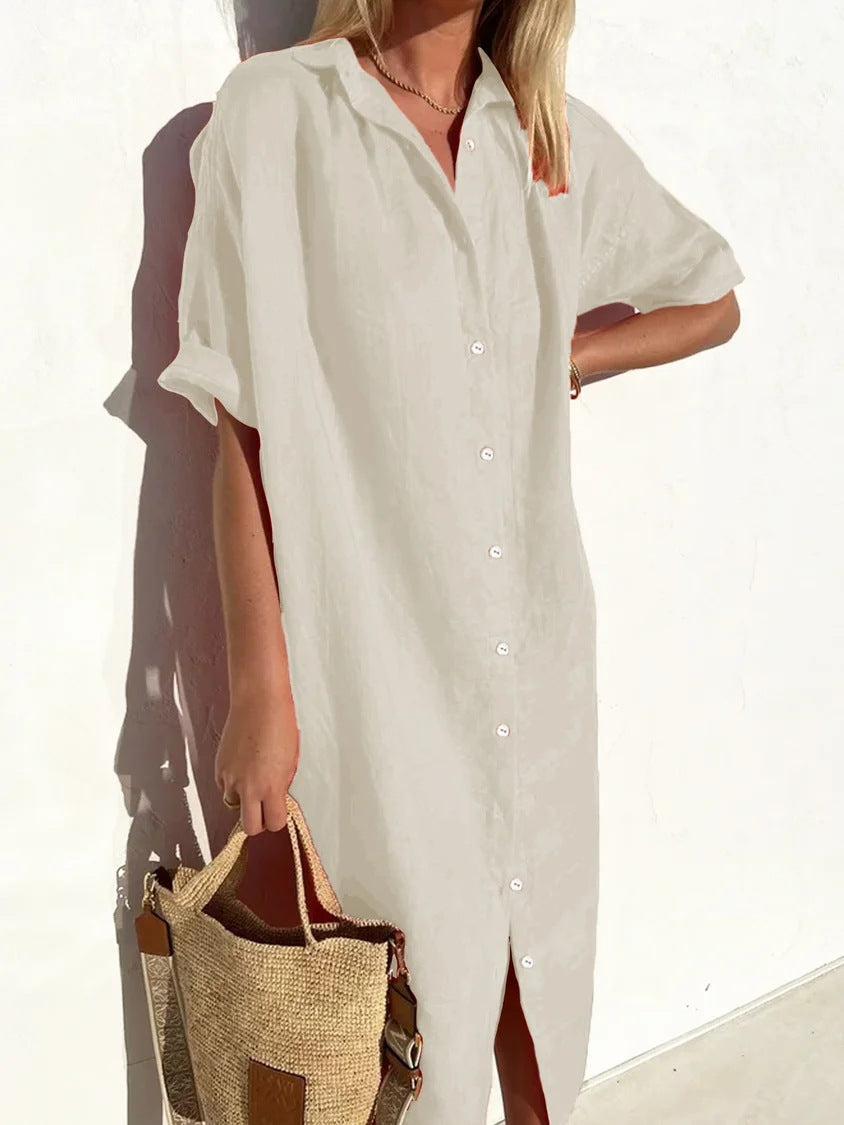 Casual Cotton Short Sleeve Dress