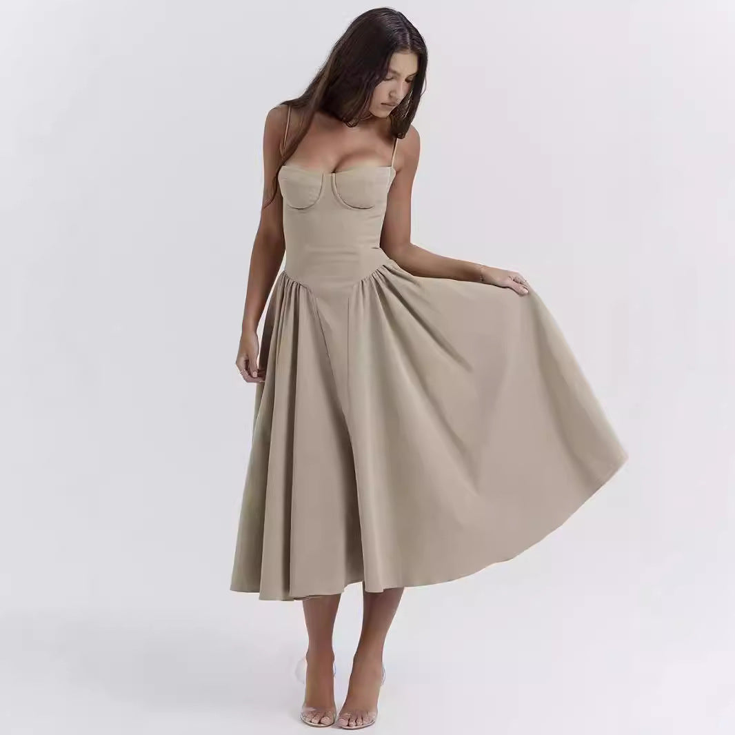 Elegant Ladies' A-Line Dress with Fitted Top - Nocini