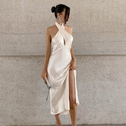 Elegant Satin Formal Gown - Fitted Mermaid Style Dress
