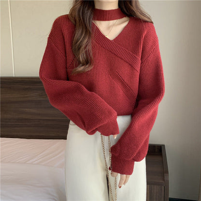 Colorful V-Neck Pullover Sweater