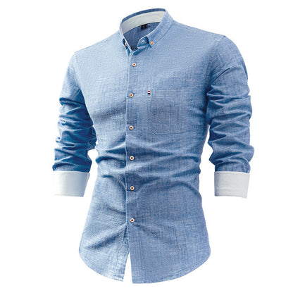 Slim Fit Men's Long Sleeve Casual Button Shirt