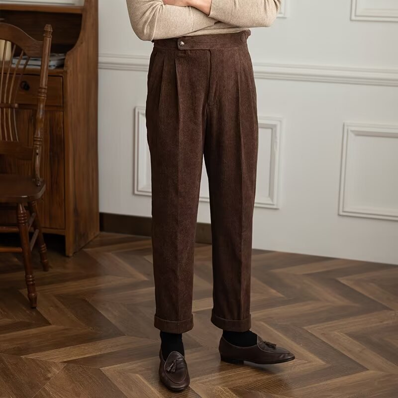 Classic High Waisted Corduroy Straight Leg Pants