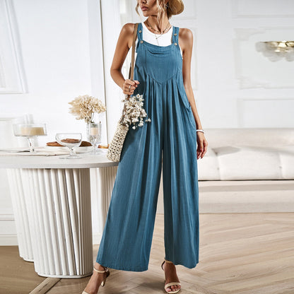 Loose Fit Women's Overalls with Adjustable Straps