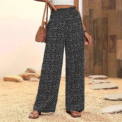 Comfy Women's Wide Leg Elastic Waist Pants - Nocini