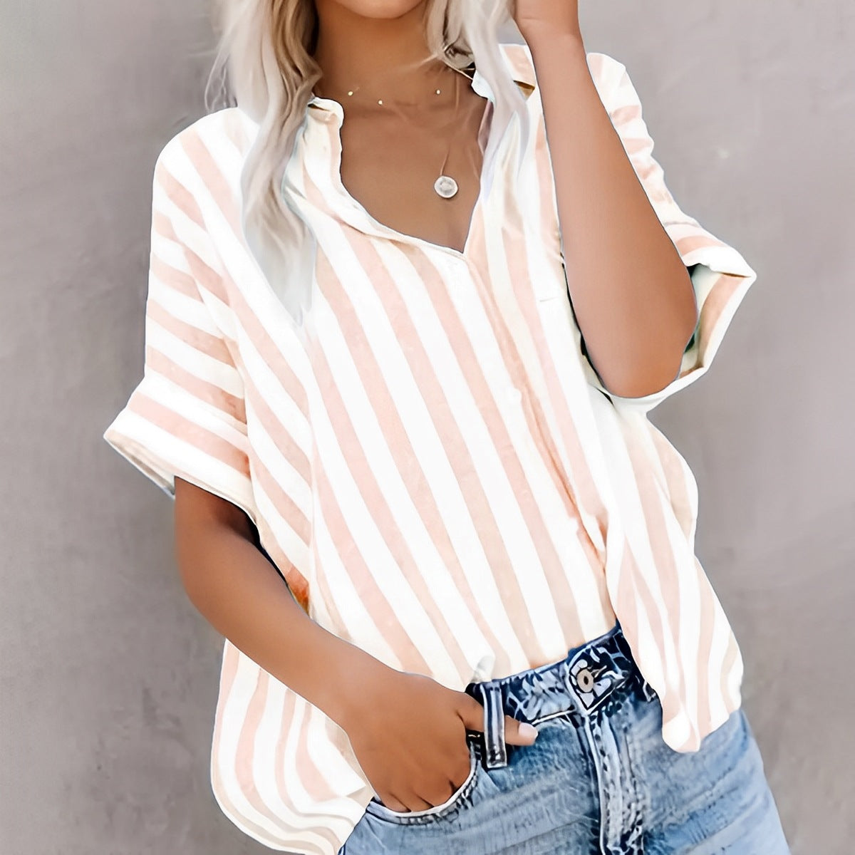 Casual Striped Cotton Women's Shirt