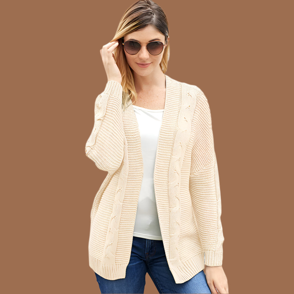 Cozy Women's Open Front Chunky Knit Cardigan - Nocini