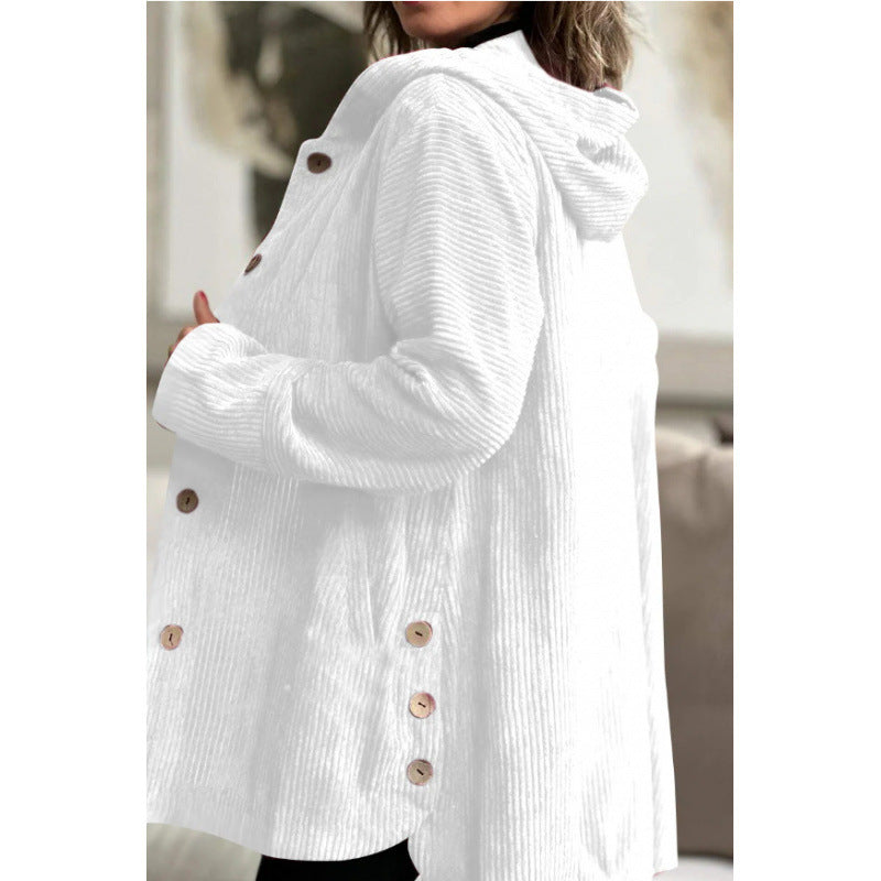 Casual Corduroy Hooded Coat for Women - Nocini