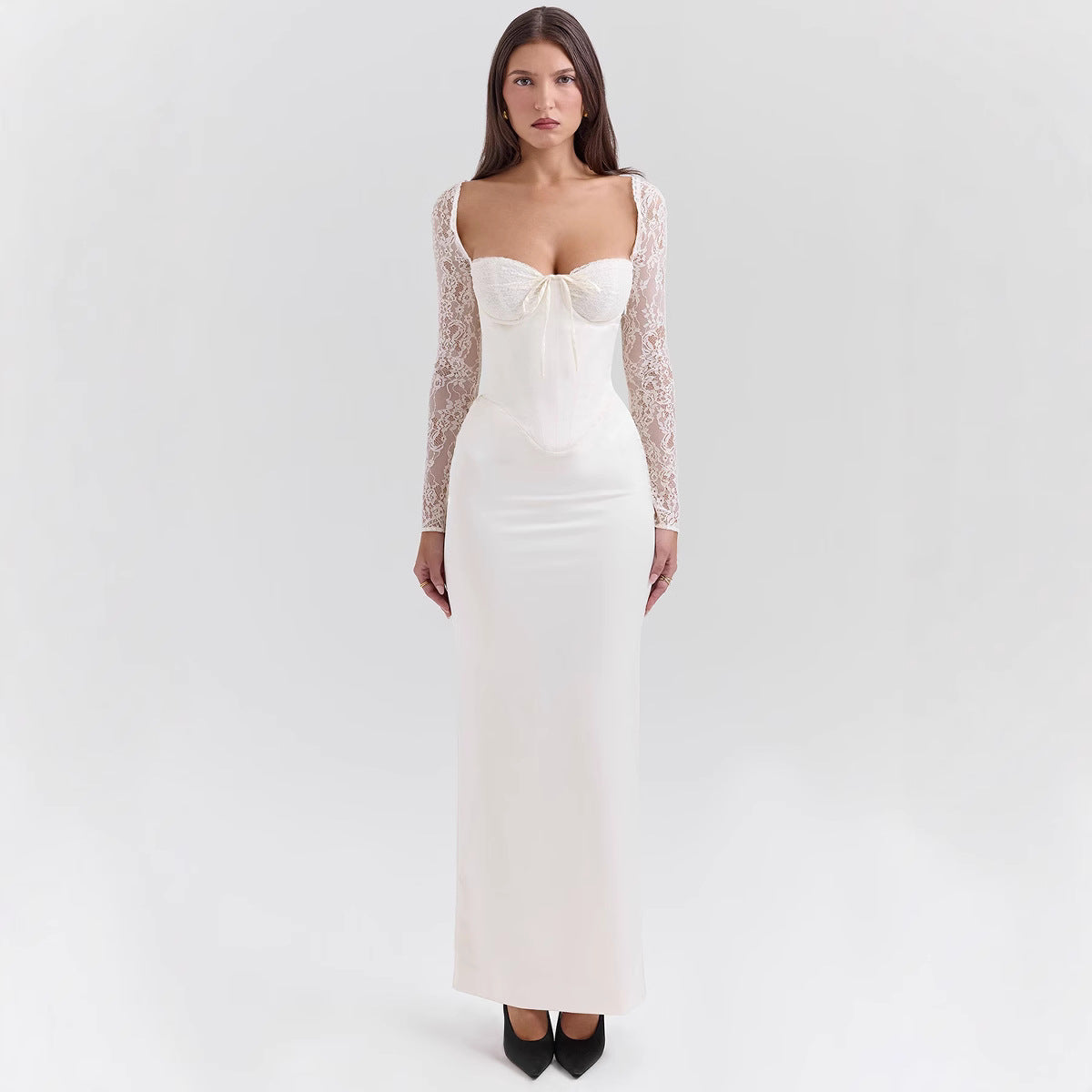 Elegant Long Satin Women's Evening Dress