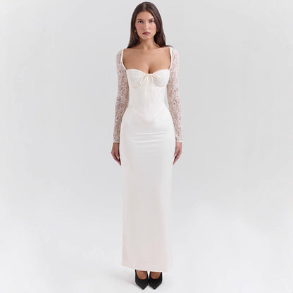 Elegant Long Satin Women's Evening Dress