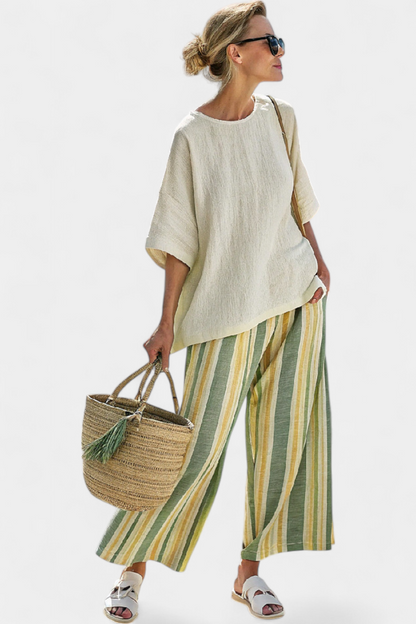 Elegant Blouse & Classic Linen Trousers