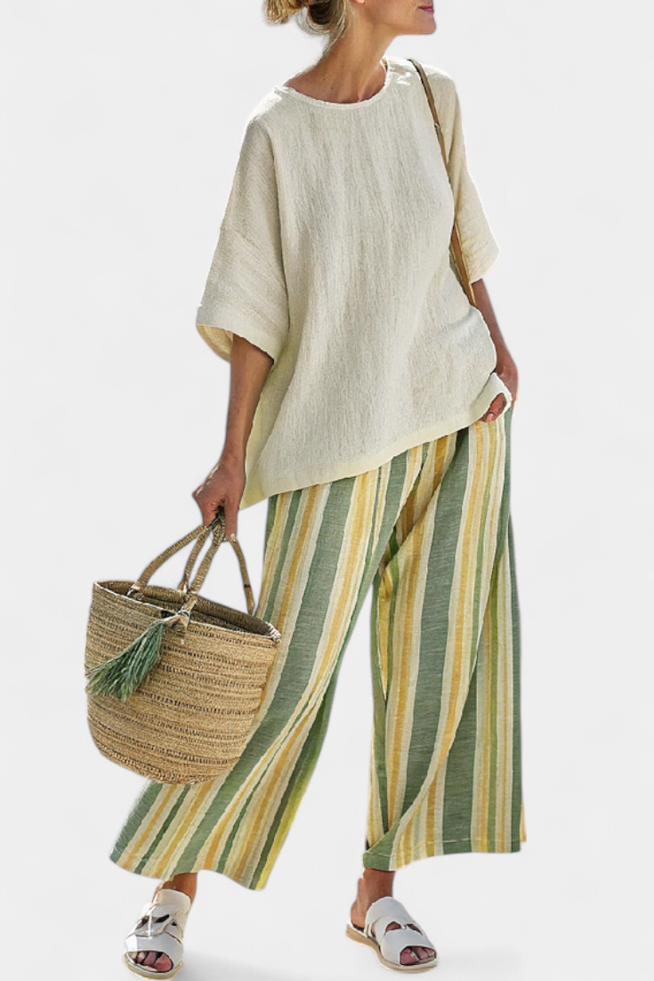 Elegant Blouse & Classic Linen Trousers - Olytrend