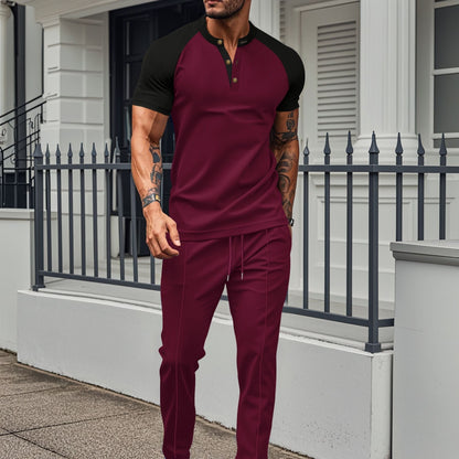 Men's Workout Set - Slim Fit - Moisture Wicking Short Sleeve Top - Nocini