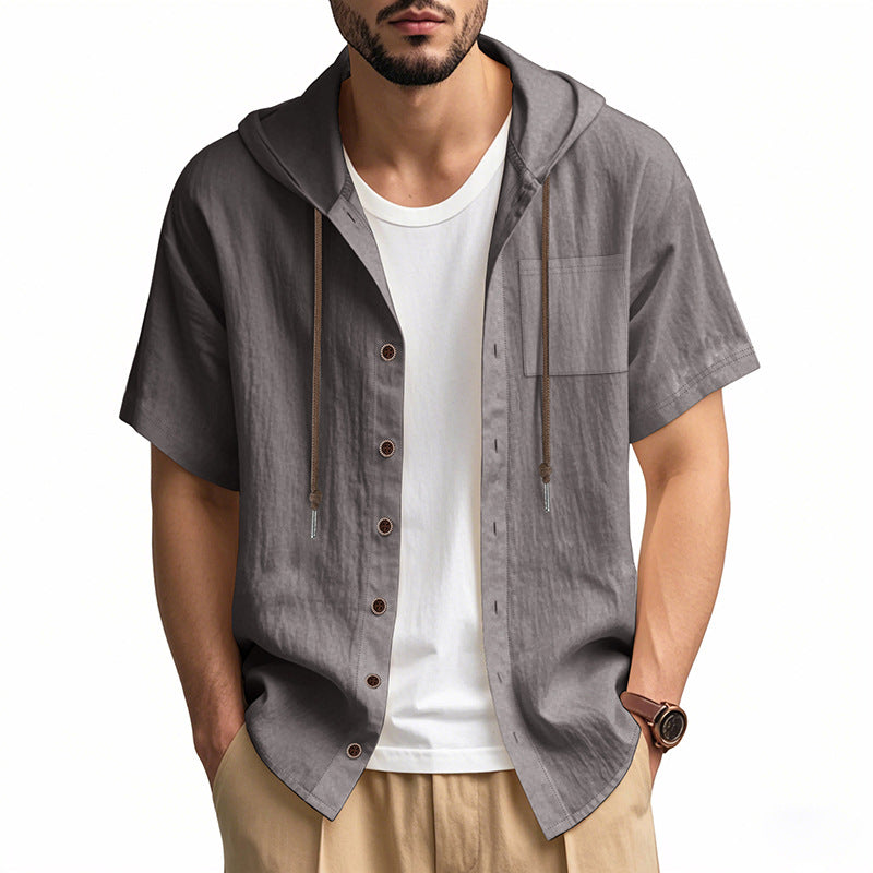 Casual Linen Hoodie Shirt for Men