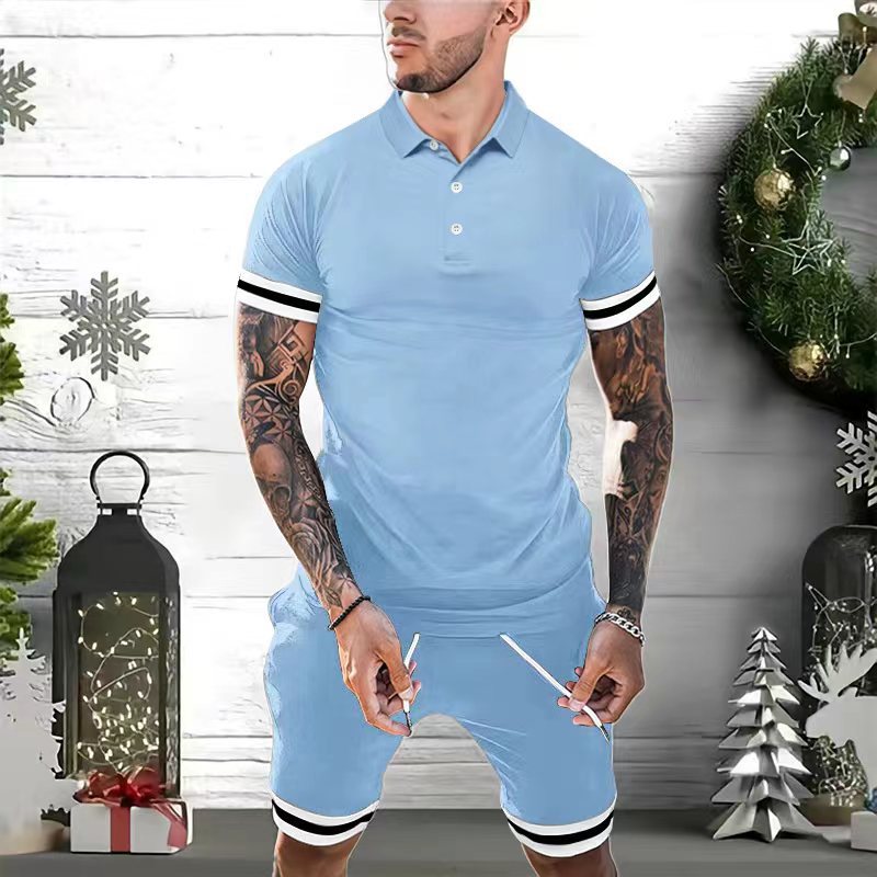 Slim Fit Mens Polo Shirt with Moisture Wicking Stripes