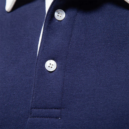 Men's Classic Contrast Polo Long Sleeve Shirt