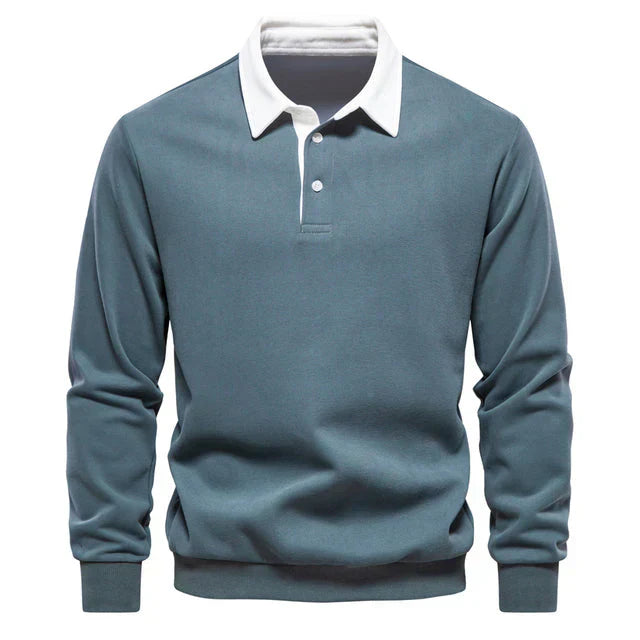 Men's Classic Contrast Polo Long Sleeve Shirt
