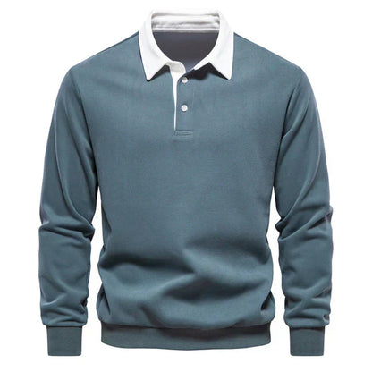 Men's Classic Contrast Polo Long Sleeve Shirt