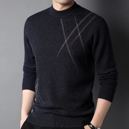 Classic Fit Men's Wool Sweater with Ribbed Trim - Nocini