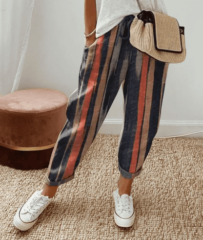 Comfortable Fit Printed Waist Trousers for Women - Olytrend