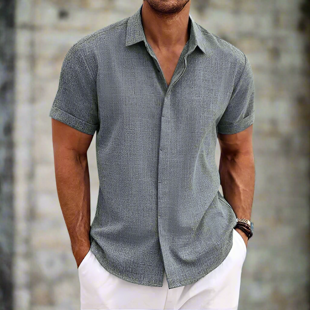 Casual Short Sleeve Button Shirt for Men