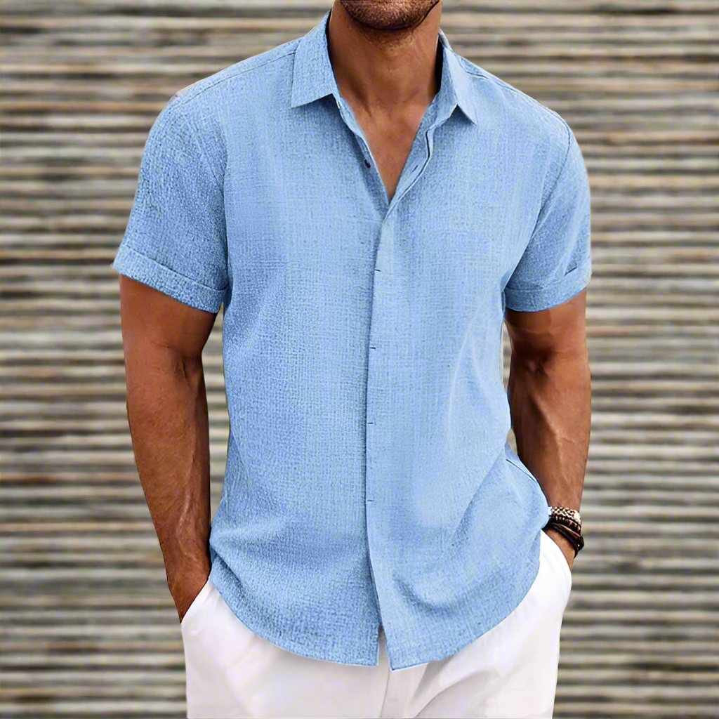 Casual Short Sleeve Button Shirt for Men