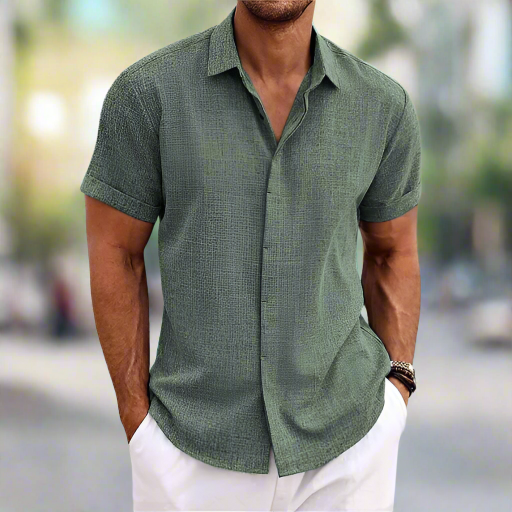 Casual Short Sleeve Button Shirt for Men