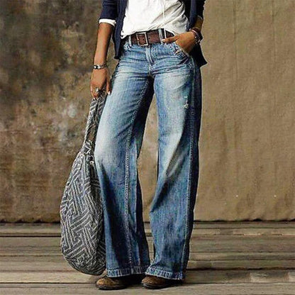 Quinn | Women's Classic Comfortable Wide Leg Jeans Pants - Nocini