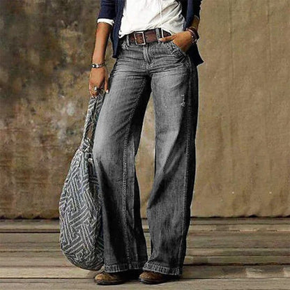 Quinn | Women's Classic Comfortable Wide Leg Jeans Pants