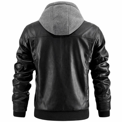Faux Leather Parka Hoodie Jacket