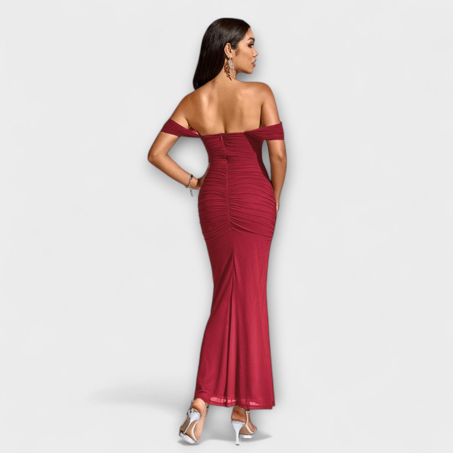Elegant Cold Shoulder Gathered Dress for Women