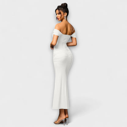 Elegant Cold Shoulder Gathered Dress for Women