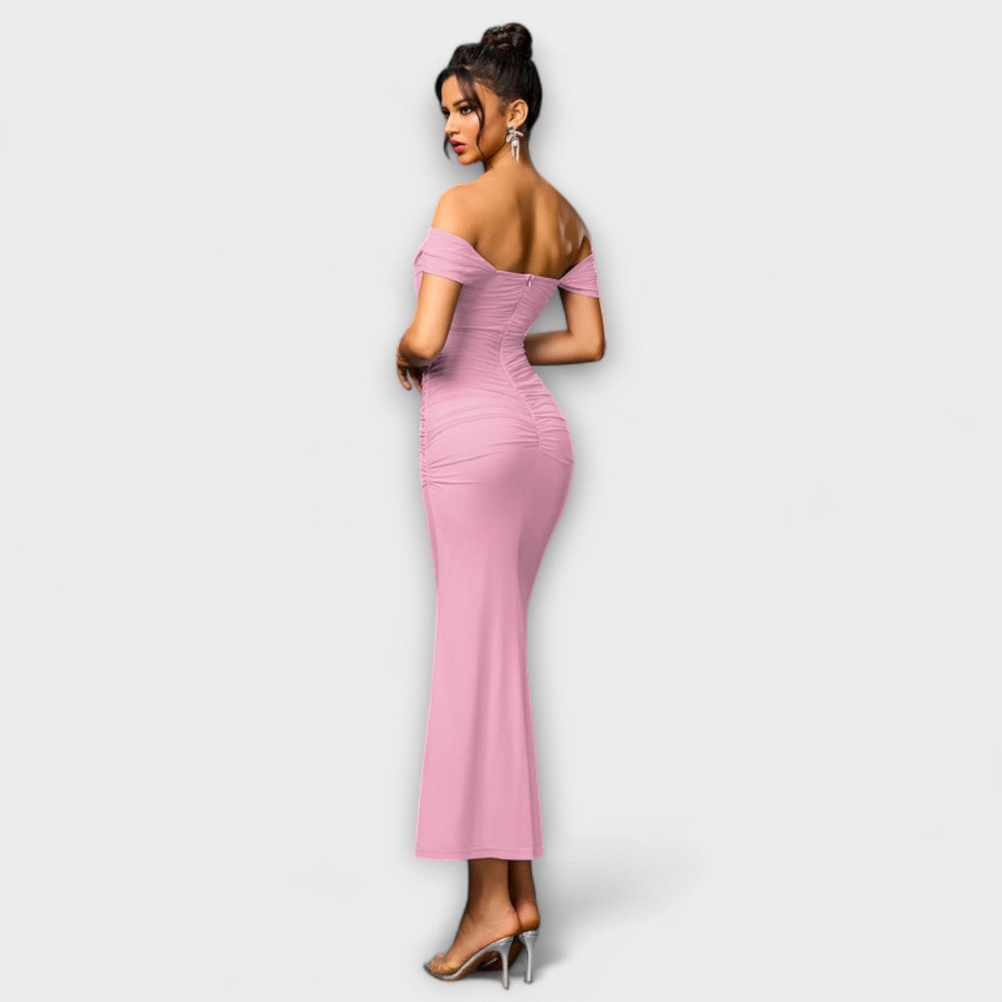 Elegant Cold Shoulder Gathered Dress for Women