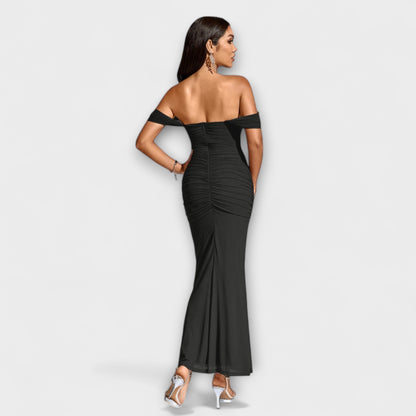 Elegant Cold Shoulder Gathered Dress for Women