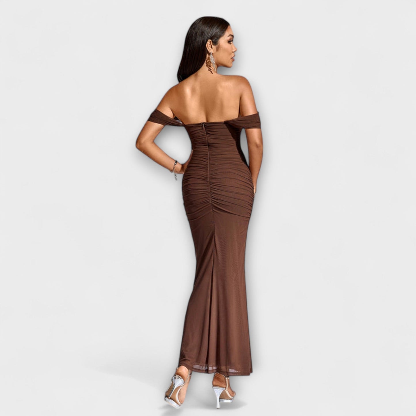 Elegant Cold Shoulder Gathered Dress for Women