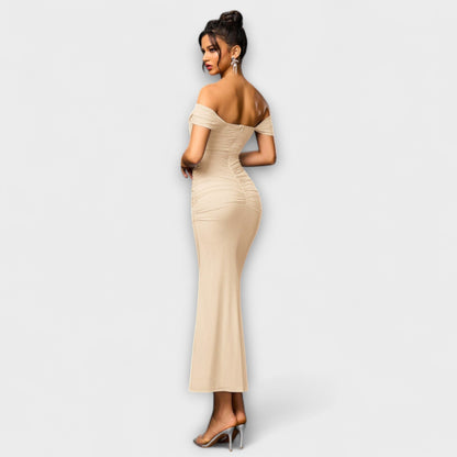 Elegant Cold Shoulder Gathered Dress for Women