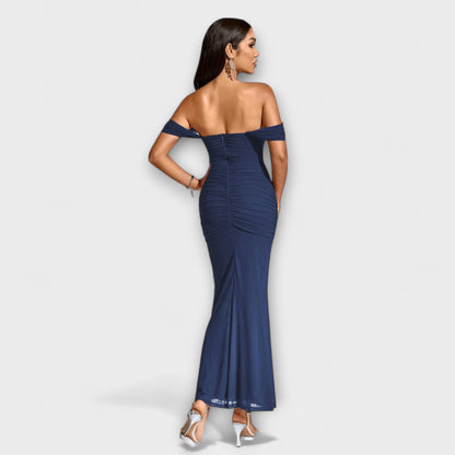 Elegant Cold Shoulder Gathered Dress for Women