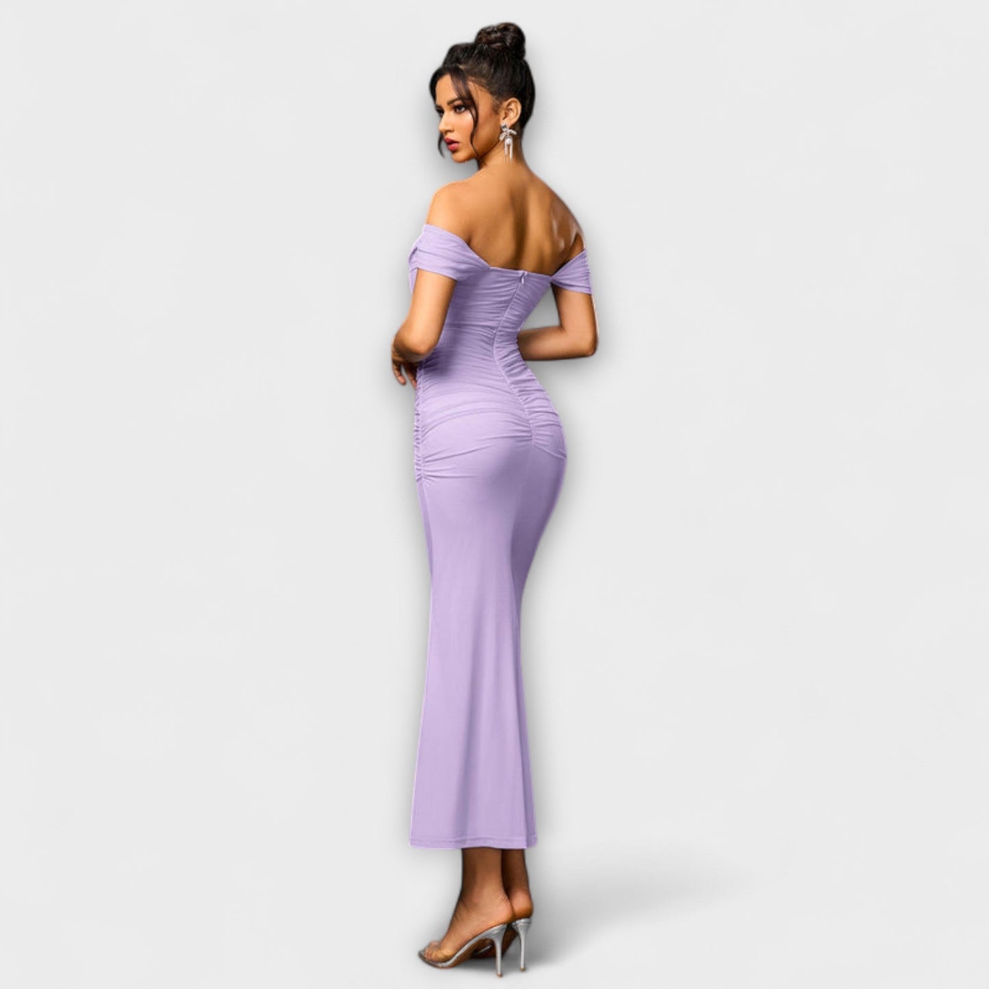Elegant Cold Shoulder Gathered Dress for Women