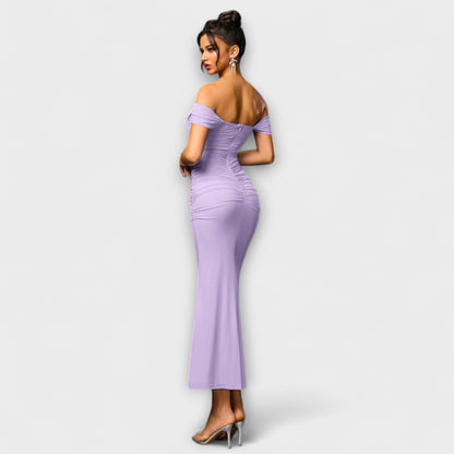 Elegant Cold Shoulder Gathered Dress for Women