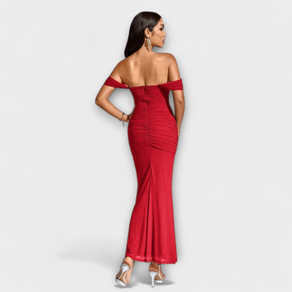 Elegant Cold Shoulder Gathered Dress for Women